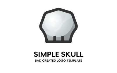 Einfache Schädel-Graustufen-Logo-Vorlage