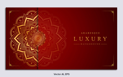 Fondo de mandala de lujo con vector de patrón de arabesco dorado