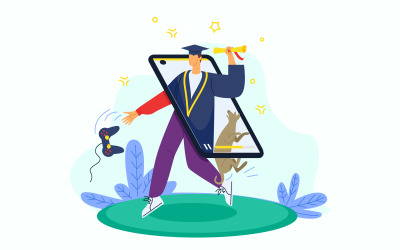 Free Online Education Illustration Concept Vector Template