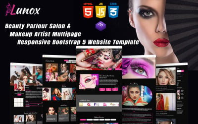 Lunox - Güzellik Salonu Salon ve Makyaj Sanatçısı Çok Sayfalı Duyarlı Bootstrap 5 Web Sitesi Şablonu