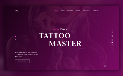 IVY - Landing Page PSD-Vorlage für Tattoo-Künstler