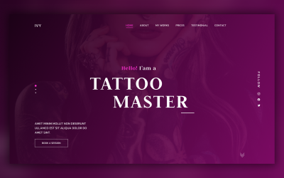 IVY - Modelo PSD de página de destino do tatuador