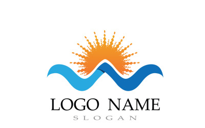 Plantilla de logotipo de playa de olas de agua V11