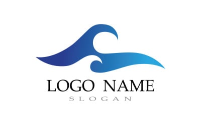 Plantilla de logotipo de playa de olas de agua V1
