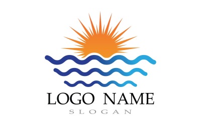 Plantilla de logotipo de playa de olas de agua V8