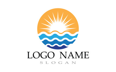 Plantilla de logotipo de playa de olas de agua V18