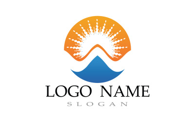 Plantilla de logotipo de playa de olas de agua V20