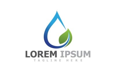 Plantilla de logotipo de naturaleza de agua y hojas V1