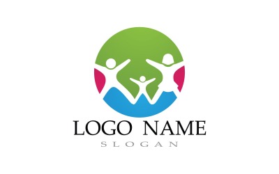 Plantilla de logotipo de vida de personas de salud V8