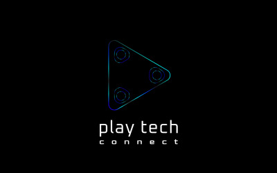 Futuristisches Play Round Gradient Connect Logo