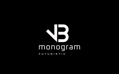 Platt Monogram Bokstav VB Logotyp