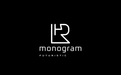 Plochý monogram písmeno R4 Logo