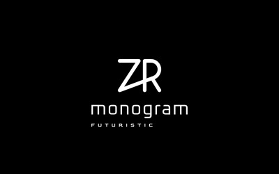 Plochý monogram písmeno ZR Logo