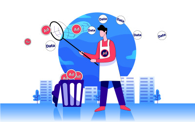 Free Data Collection And Digital Advertising Illustration Concept Vector