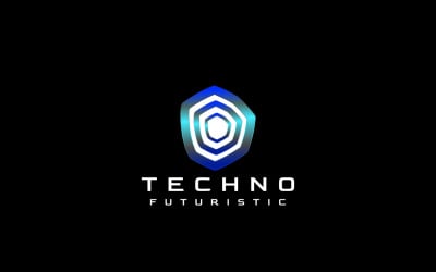 Futur logo dégradé de technologie bleue
