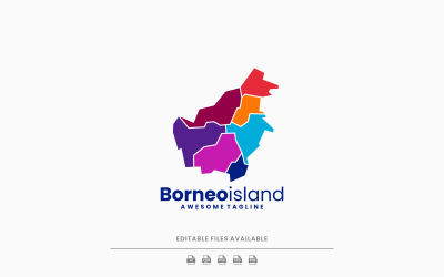 Borneo eiland kleurrijk logo