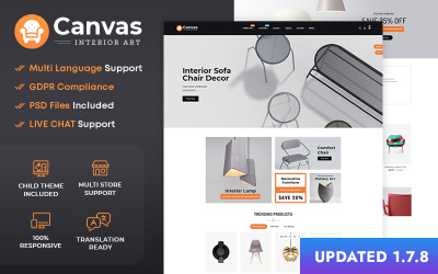Canvas – Мистецтво в інтер’єрі та рукоділля – адаптивна тема PrestaShop