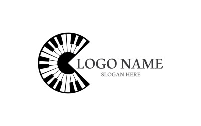 Plantilla vectorial de logotipo y símbolo de piano V7