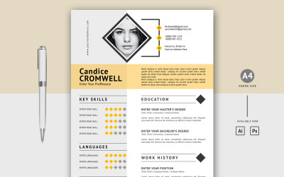Candice Cromwell – jednoduchá a čistá šablona kreativního životopisu k tisku