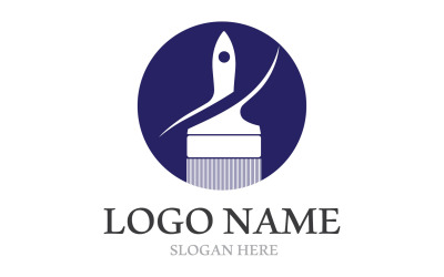 Logotipo de pincel y símbolo Vector V7