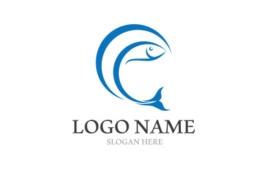 Fish Jump Logo Animal Plantilla Diseño V4