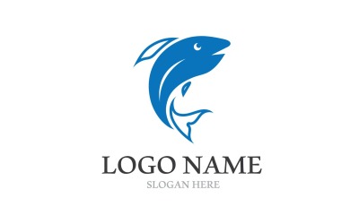 Fish Jump Logo Animal Plantilla Diseño V5