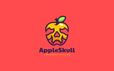 Logotipo de la mascota simple del cráneo de Apple