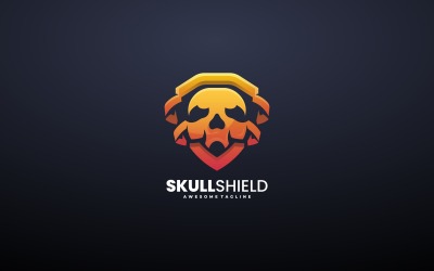Totenkopf-Schild-Farbverlauf-Logo