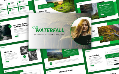 Vattenfallsmiljö Multipurpose PowerPoint-presentationsmall