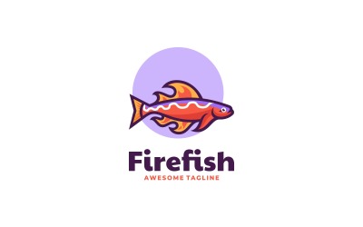 Fire Fish Jednoduché Logo maskota