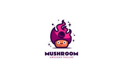 Logo de mascotte simple de feu de champignon