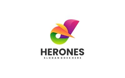 Modèle de logo de couleur dégradé de héron
