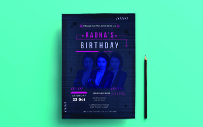 Birthday Invitation Flyer Design For Print &amp;amp; Web SK-02