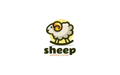 Diseño de logotipo de mascota simple de oveja