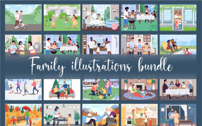Ensemble d&amp;#39;illustrations familiales