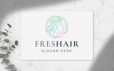 Line Art Hair Logo Template
