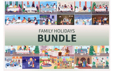 Pakiet ilustracji rodzinnych wakacji