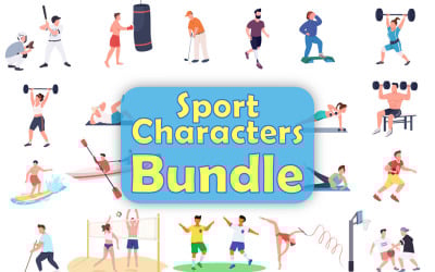 Zestaw ilustracji postaci sportowych