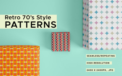 Colección de patrones de fondo retro estilo años 70