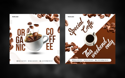 Kaffe mallar för sociala medier V-3