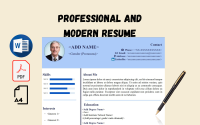 Moderne en professionele blauwe CV