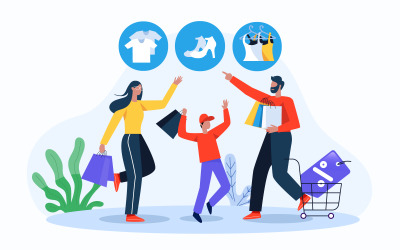 Vettore di concetto dell&amp;#39;illustrazione gratuita di acquisto online della famiglia
