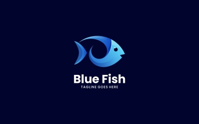 Blå fisk gradient logotypdesign