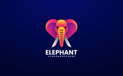 Head Elephant Gradient Colorful Logo