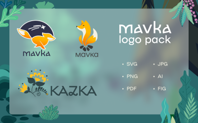Mavka — Minimal Peri Tilki, Yıldızlar ve Çiçekler Logo Paketi