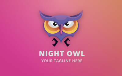 Night Owl Head Gradient Logo Template