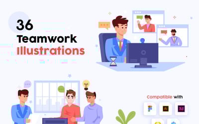 36 Set di illustrazioni per il lavoro di squadra