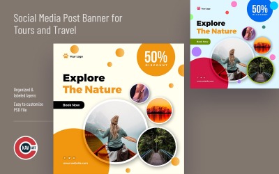 Sjabloon voor spandoek voor sociale media voor reizen