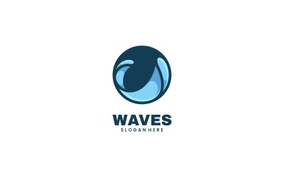Wellen einfacher Maskottchen-Logo-Stil