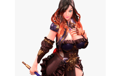 Anime Fantasía Hechicera Nienke Rigged Modelo de personaje en 3D